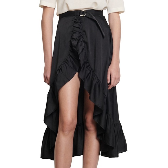 SANDRO IIONA WRAP SKIRT BUILT IN SHORTS RUFFLE BLACK NWT SZ XS - Picture 5 of 13